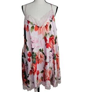 Joyspun Floral Sleep Wear Top Womens Sz 2X 18W-20W Pink Green Romantic Sexy Love